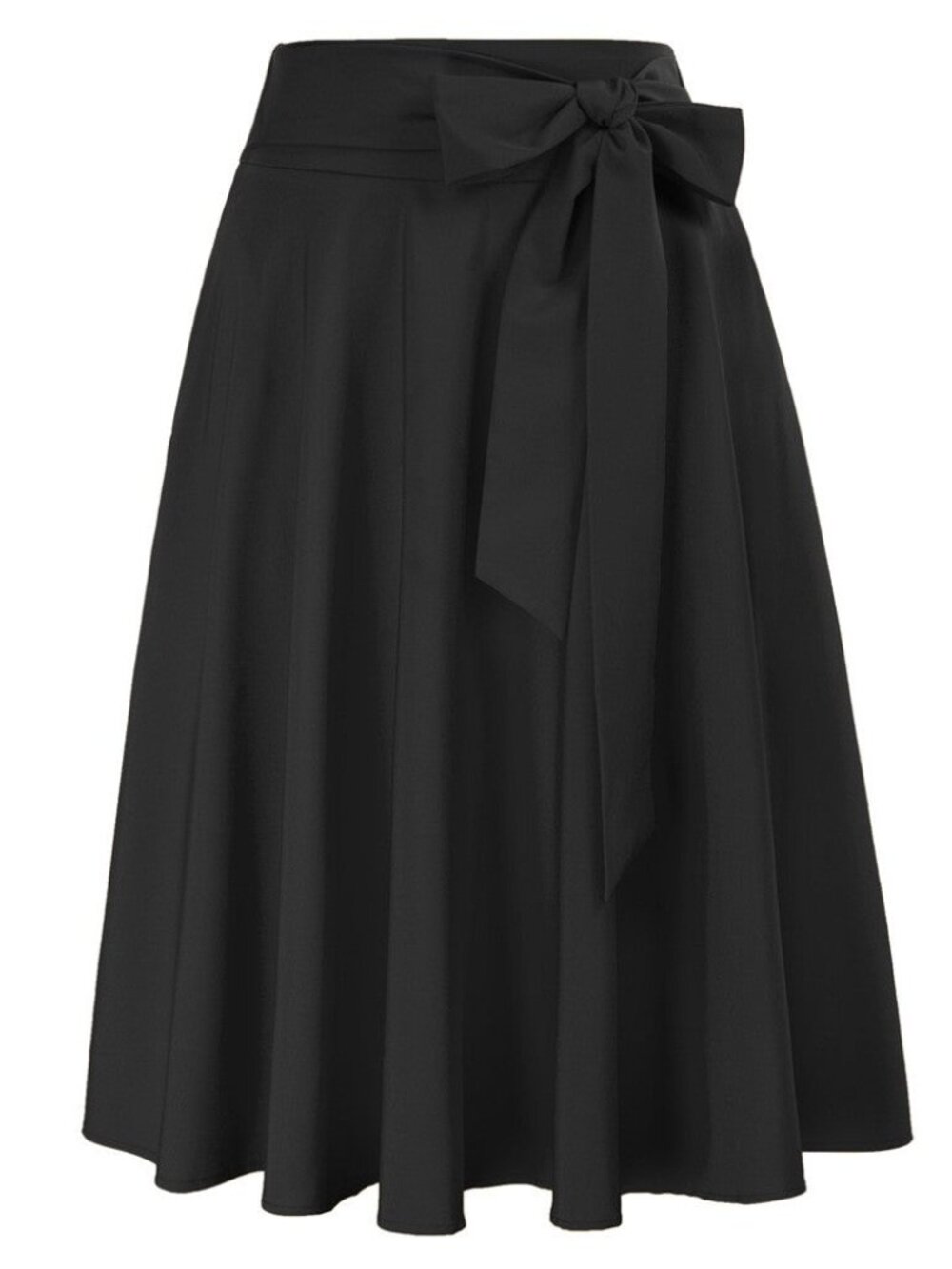 Belle Poque Women’s A-Line Midi Skirt XL Black Flared Skater Retro NEW - Picture 2 of 14
